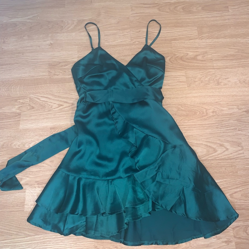 NWT Emerald Green Satin Dress Size XS
